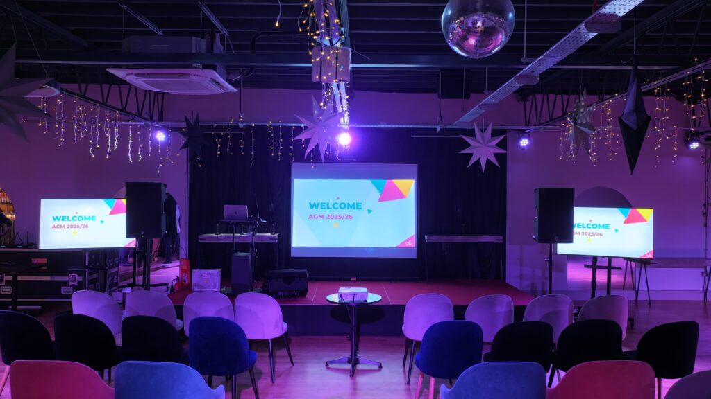 A workshop / team event set up